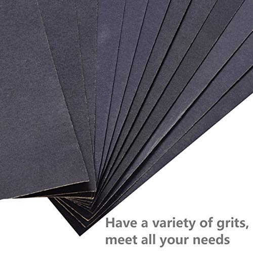 Wet Dry Sandpaper, Assorted 240-3000 Grit for Automotive Wood Sanding, 90 Sheets - style: 240-3000