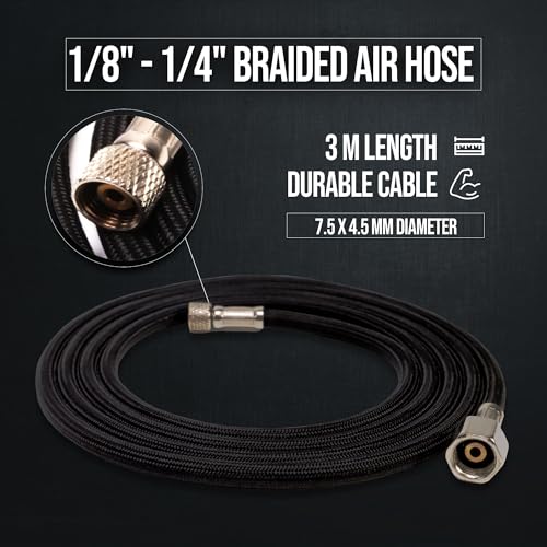 NO-NAME Brand 1/8" - 1/4" Braided Air Hose (3m)
