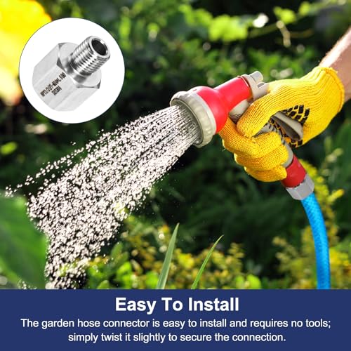 M METERXITY 2-Pack Garden Hose Adapter, Stainless Steel 1/2" NPT Female x M14x1.5 NPT Male Threaded Connector with Sealing Tape Garden Hose Convert Fitting for Pipe Fitting/Shower - size: 1/2" NPT Female x M14x1.5 NPT Male