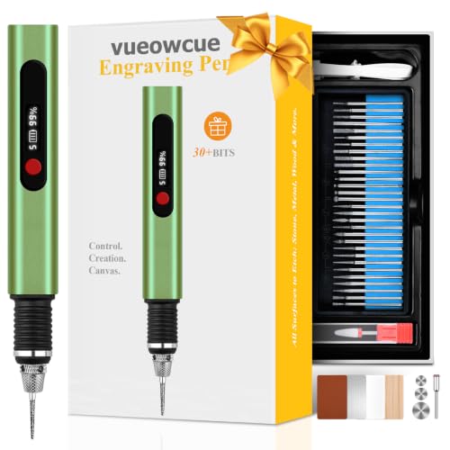 vueowcue 5-Speed Electric Engraving Pen kit for All Materials, Green - color: Green