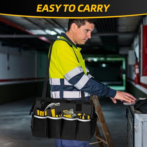 Portable Tool Bag Heavy Duty Tool Box Organizer with Shoulder Strap,M-Black - size: M
