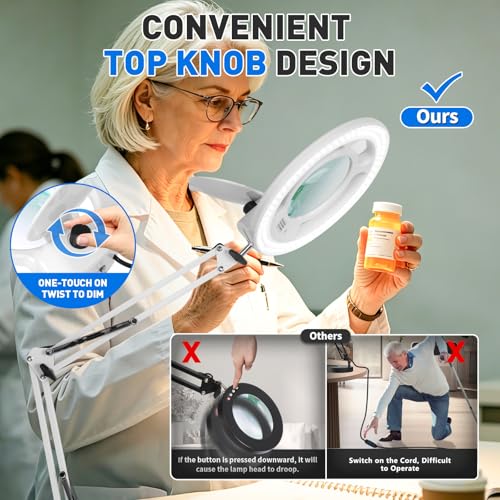 KIRKAS Magnifying Glass with Light, 2,200 Lumens Magnifying Lamp 12X - color: White 28in