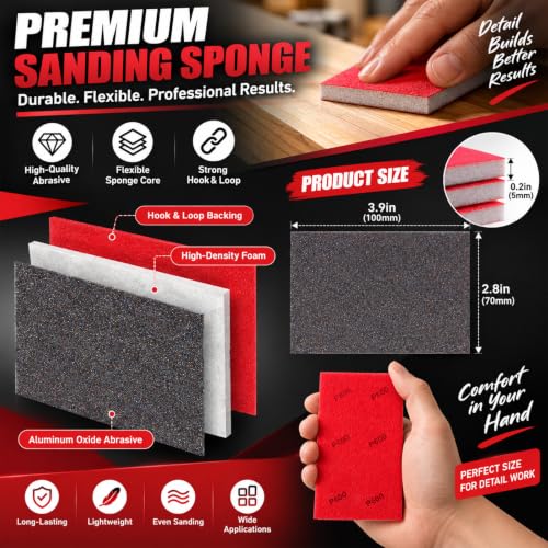 24 Pcs 1200 Grit Sanding Sponges, Wet Dry Sanding Blocks for Polishing - size: 24 PCS-1200 Grit