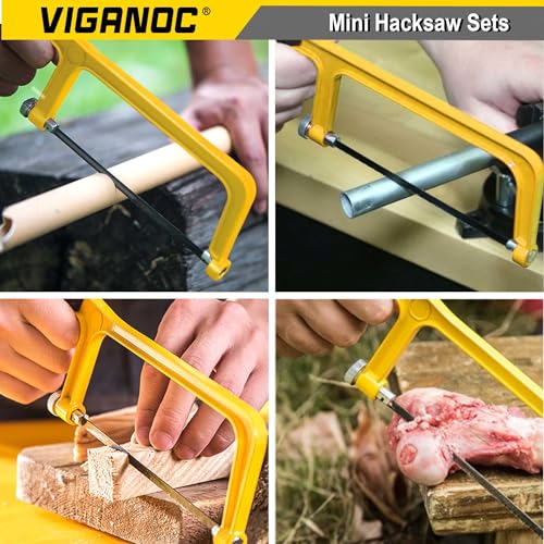 6-inch Mini Hacksaw and Miter Block Set - 150 mm Cutting Hand Saw with 5Pc Bi-metal Blades - style: Hacksaw with 5Pc blades
