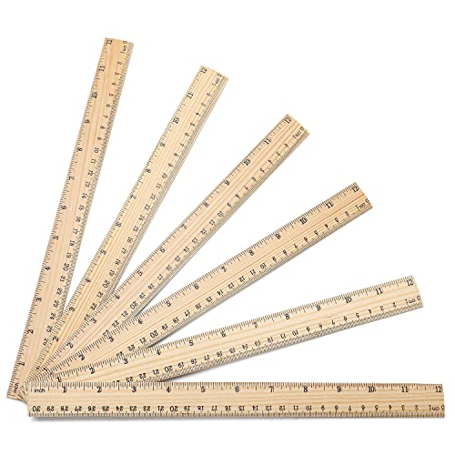 60 Pack Wooden Ruler 12 Inch Rulers Bulk Wood Measuring Ruler Office Ruler 2 Scale - color: 60 Pieces - 12 Inch