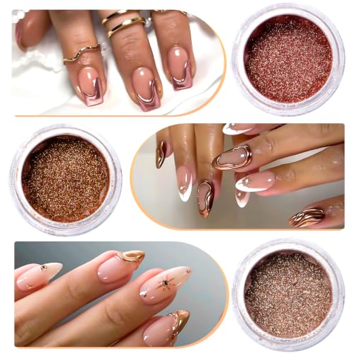 6 Jars Magic Mirror Chrome Nail Powder Silver Gold Chrome Powder for Nails