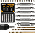 9PCS Damaged Screw Extractor Set, Hardness 65HRC, Upgraded Model HSS 6542, Removal Tool and 3 PCS Twist Drill Bit, General Bit Set Double Ended for Damaged Broken Stripped Screws - style: 9PCS