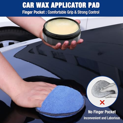 WORKPRO 12-Pack Car Wax Applicator Pads with Finger Pocket, Microfiber Pad