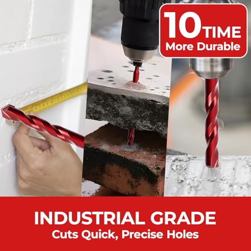 10-Pack 3/16" Hex Shank Carbide Masonry Drill Bit Set with Case - size: 3/16" (10-Pack, Flat)