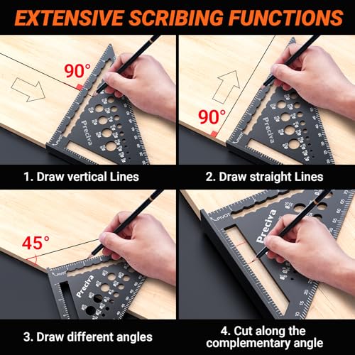 Preciva Carpenter Square Set, 7" Rafter & 12" Right Angle Ruler