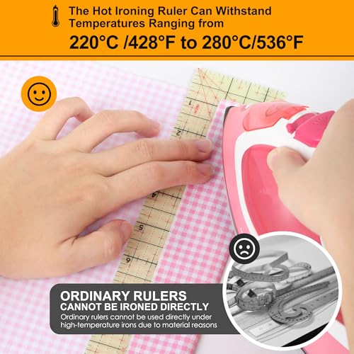 Hot Hem Ruler, 10x2.5inch Rectangular Ironing Ruler, Heat Resistant, Non-Slip, Sewing Tools for Quilting, Patchwork, DIY Craft Supplies - size: 10x2.5 inch (Single)