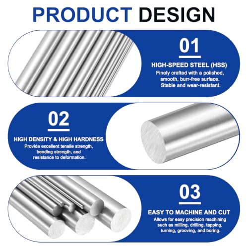 MECCANIXITY Round Steel Rod, 2.9mm x 200mm HSS Lathe Bar Stock Tool 6 Pcs - size: 2.9mm x 200mm
