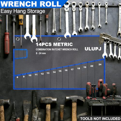 2PCS Wrench Roll, Wrench Organizer Roll Up Pouch, Heavy-Duty Tool Pouch Bag