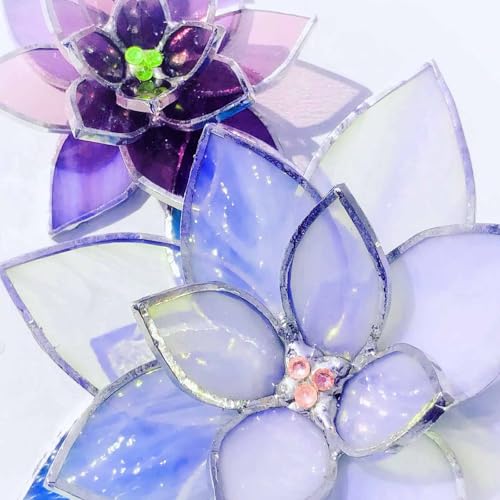 ARSTBETY 4 Pack Stained Glass Flower Succulent Soldering Jig for 6 Petal - color: 6 Petal Red Yellow Blue Green