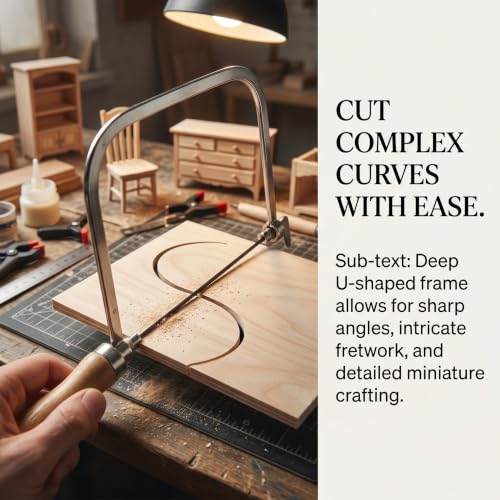 Veemoon Coping Saw, U-Shaped Coping Frame with 5 Size Replacement Blades Small Woodworking Fret Saw Carving Saw Japanese Hand Saw for DIY Crafts, Detailed Wood Plastic and Metal Cutting