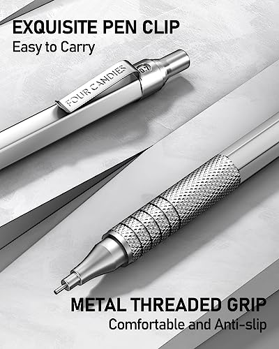 2PCS Metal Mechanical Pencil Set, 0.5mm+0.7mm, Storage Case, Black＆Silver - color: Silver+Black (2PCS)