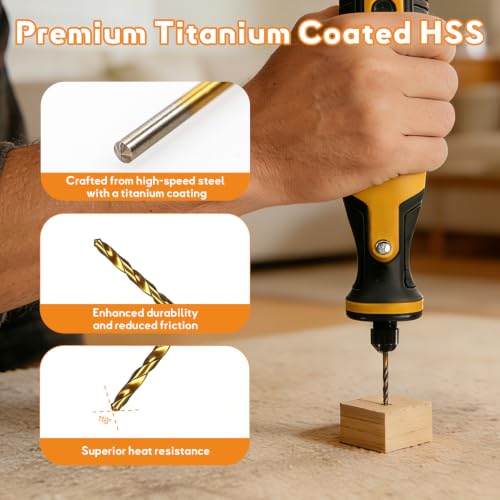 10Pcs Titanium-Coated HSS Twist Drill Bit Set for 2.35mm Collet