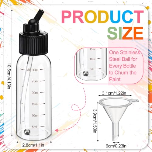 20 Set Airbrush Siphon Bottles Jars 1.06 Ounce(30cc) Plastic Paint Containers with Funnel Dual-Action Siphon Suction Feed Airbrush Sets Resealable for Storing Various Paints and Liquid - size: 30cc