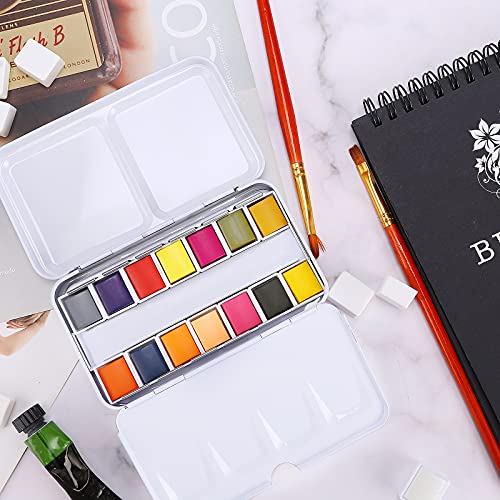 MyArTool Empty Watercolor Palette, Empty Watercolor Tin Box Palette Paint Case, Foldable Watercolor Paint Palette with 12 Empty Half Pans for Watercolor and Acrylic Painting - color: Colorful, size: 12 PCS Empty Half Pans