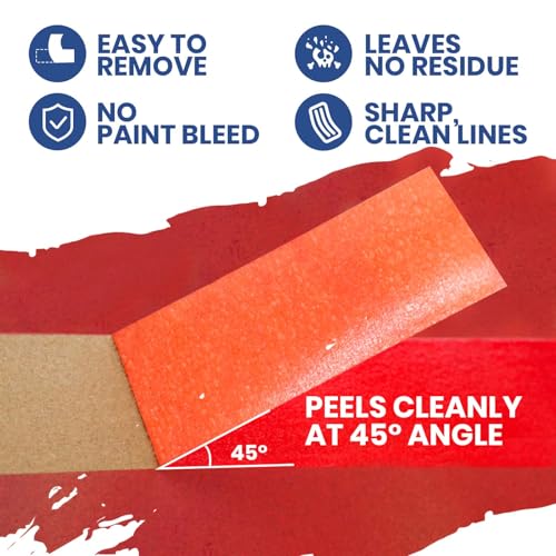 ADHES Orange Masking Tape 1.88in x 55yds x 5rolls - size: 1.88in x 55yds