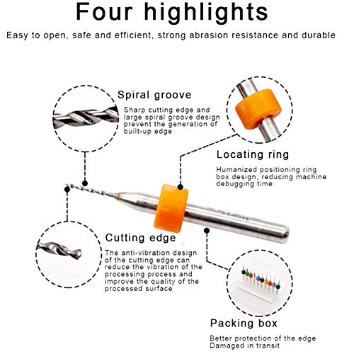 10pcs PCB Drill Bits Set Spiral Flute Carbide 0.3mm-1.2mm for Print Circuit Board Stone Dremel Jewelry CNC Engraving