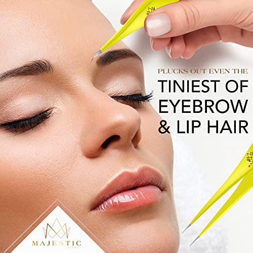 Majestic Bombay Fine Point Tweezers, Needle Nose, Tick Removal, Women, Men - color: Black & Yellow