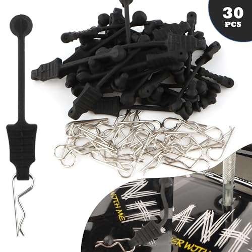 30 Pieces 0.7mm RC Cars Body Clips with Pull Tabs for Universal 1/24 1/28 1/36 Scale Micro Trucks SCX24 Remote Control Trucks & 1 PCS Hole Puncher Reamer for RC Body Shell Drills Tool - size: 0.7mm