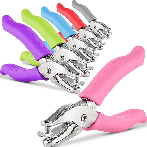 Emraw Premium Single Hole Paper Punch Cushion Grip Heavy Duty Hole Puncher for Greeting Cards Scrapbook Notebook Puncher Craft Paper Hand Tool Pack of 6 - size: 6