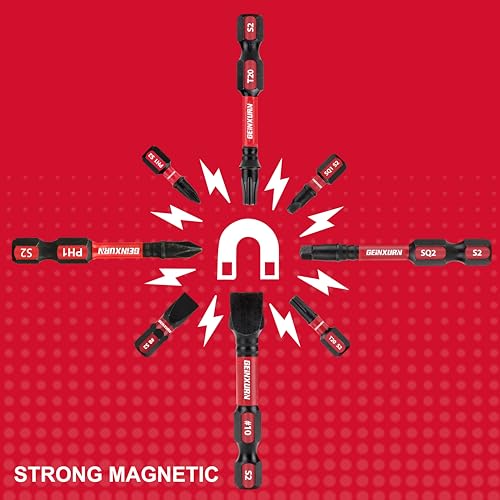 GEINXURN Impact Tough Magnetic Mixed 45Pack Insert Driver Bits, S2 Alloy Steel Screwdriver Power Bits Set with 1Pcs Impact Magnetic Bit Holder - size: Mixed-45Pcs