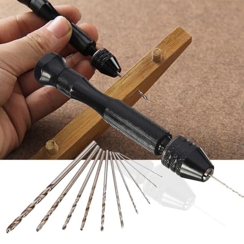 Pin Vise Small Hand Drill 49pcs Hand Drill Bits Set Manual Craft Drill Micro Twist Drill Bits Set Rotary Tools for Wood, Jewelry, Plastic, Resin, Miniature