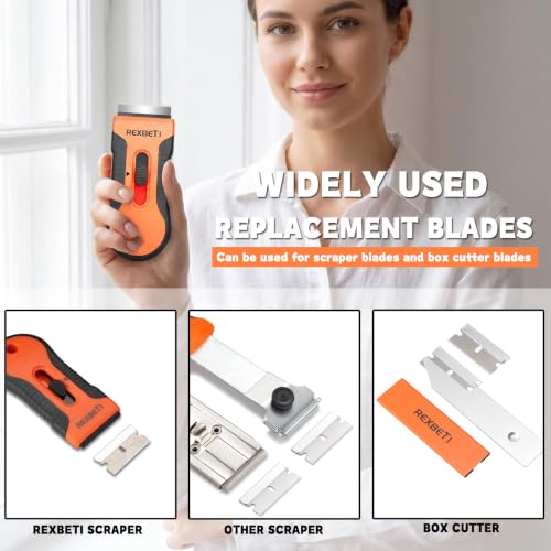REXBETI 100 Pack Single Edge Razor Blades, Industrial Scraper Razor Blades - size: 100 Pack