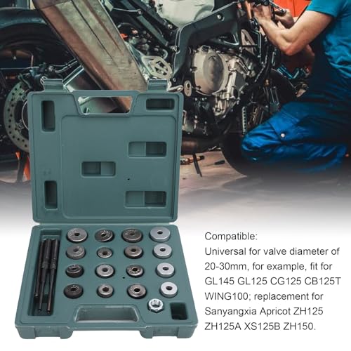 Valve Seat Reamer Tool Kit - Alloy Steel Universal for 20-30mm Valves, Includes 12 Sizes & 4 Heads