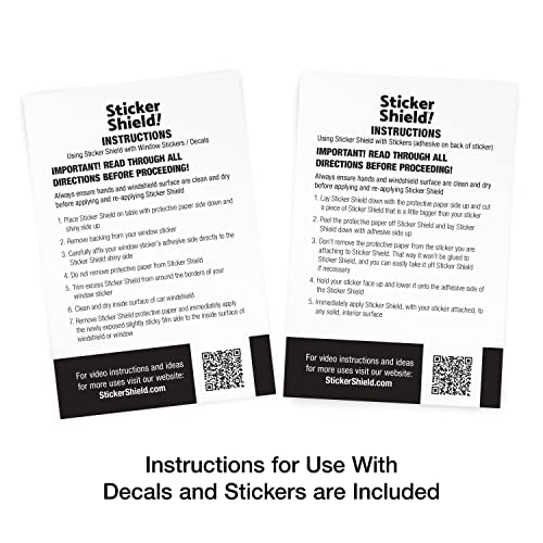STICKER SHIELD - Windshield Sticker Applicator for Easy Application, Removal and Re-Application from Car to Car - 4 inch x 6 inch Sheets (4 Packs (8 Sheets Total)) - size: 4 Packs (8 sheets total)