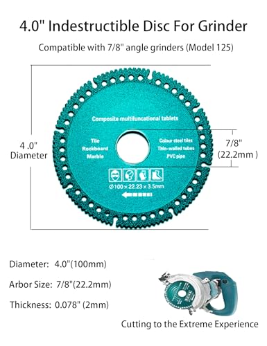 5pack 4 Inch Indestructible Disc for Grinder, Cutting Discs for Angle Grinder, for Metal Smooth Cutting, Ceramic Tile Chamfering Grinding and Multifunctional Cutting Saw Blade for Various Materials - size: 4 Inch