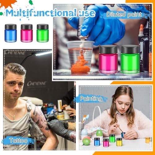 Teenyyou 24 Pack Airbrush Glass Jar Bottles 3/4 Ounce (22cc) Empty Replacement Jars with Plastic Lids Paint Storage Bottles for Pigment Screw into Siphon Feed Airbrush Lid Adaptor Assemblies