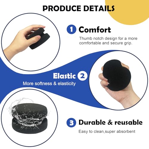 WAFJAMF 2PCS 3.1 Inch Round Paint Sponge Applicator Double-Side Art Black - color: Black-2 Pcs, size: 2