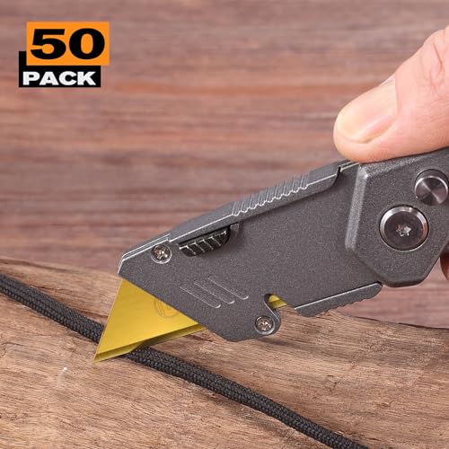 M MEEPO Utility Knife Blades, Never Rust, Titanium SK-2 Steel, 50-Pack - color: Titanium 50-pack