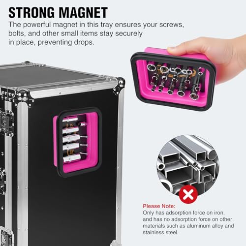 GOOACC 3 Sizes Collapsible Magnetic Parts Tray Set Pink - color: Pink