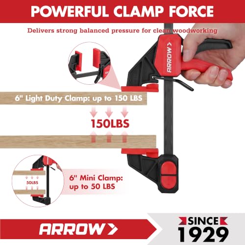 ARROW 6-Piece Mini Light-Duty 6"(2) & 6" Medium Duty (4) Bar Clamps Set - size: mini 6"(2) & 6"(4)