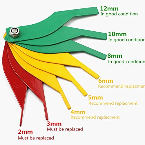 Brake Lining Thickness Gauge, Car Automotive Brake Pad Measuring Ruler Tool, Measure Disc and Drum Brake Pads Feeler Gauge, Color-Coded，SAE & Metric，Durable Steel Brake Rotor Gauge Father'Day Gift