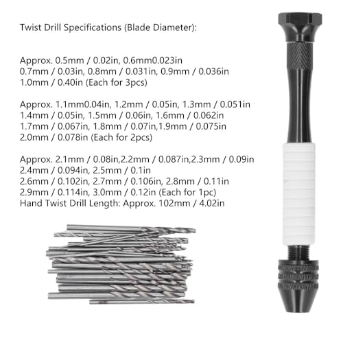 49Pcs/Set Hand Drill Bits Set High Speed Steel ABS Twist Drills Bit for Wood Plastic Rubber