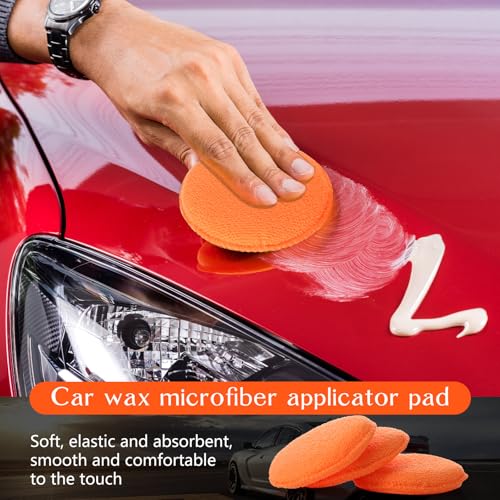 Tanlade 50 Pcs Microfiber Wax Applicator Pads 5 Inch, Orange - color: Orange