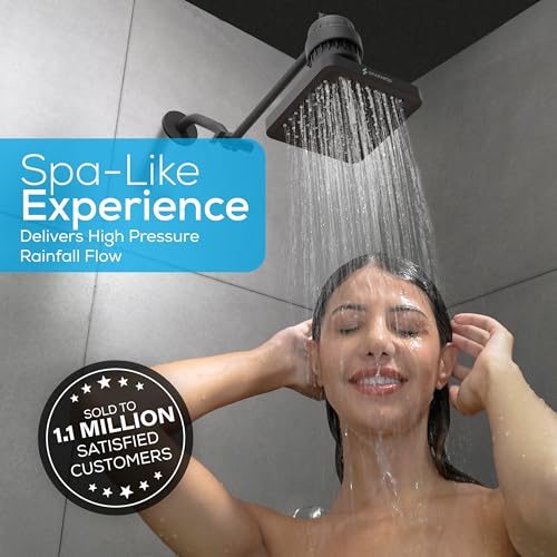 SparkPod Rain Shower Head, 6 Inch Square, Midnight Black Matte Finish - color: Midnight Black Matte, style: 6 Inch Square
