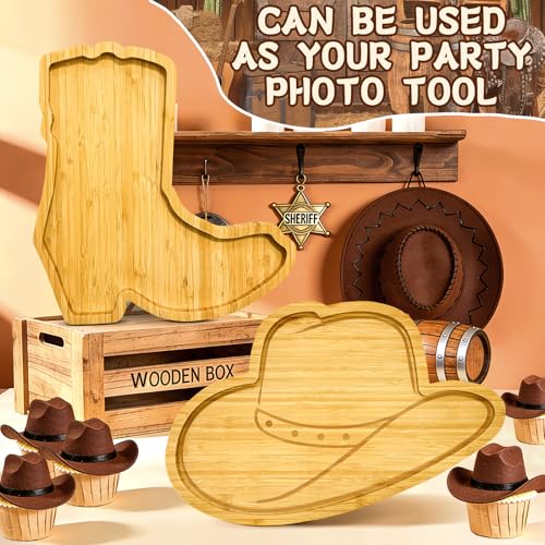 Western Birthday Party Decorations Wooden Hat Boot Charcuterie Boards Trays - color: Wooden Hat Boot