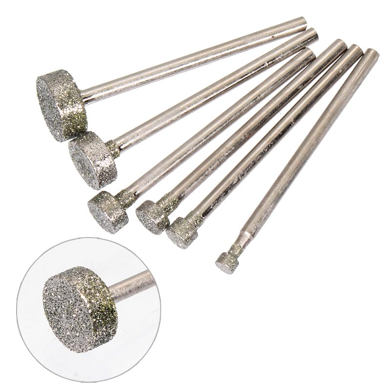 Flat E:pingE 3-10 (6zhi) 6-Piece Round Flat Sanding Engraving Grinder Diamond Sanding Tool for Sharp, Diamond Bit - 3/32 Inch Shank, Stone Engraving Tool for Electric Rotary Tool