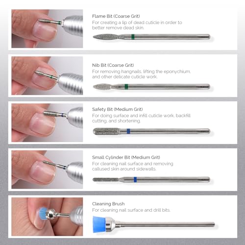 MelodySusie 10pcs Nail Drill Bits Diamond Cuticle Set Silver - color: Silver, size: 10 Piece Set