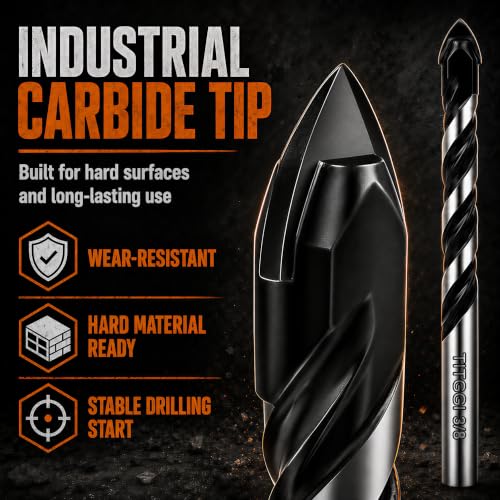 12-Piece Masonry Drill Bit Set & Concrete Drill Bit Set, 7 Sizes, 1/8"-1/2" - size: 12 pcs 1/8"-1/2" 7 Sizes