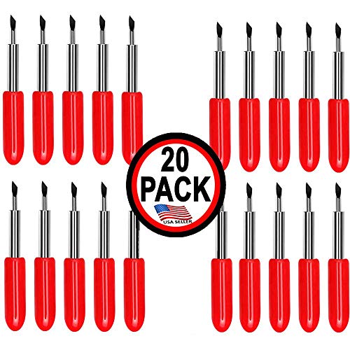 20 Pack - Made in USA - Explore Replacement Blades Compatible Cricut Imagine Explore Air 2 Create Maker 3 Expression 45° Standard Vinyl Fabric Scrapbook Cutting Blades Replacements - color: red/blue USA-made