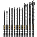 12Pcs Cross-Tip Masonry Drill Bit Set & Concrete Drill Bit Set, 3/16"-1/2" - size: 12 pcs 3/16"-1/2" Cross-Tip