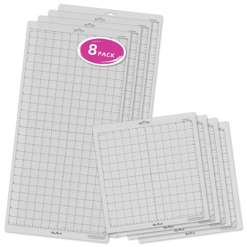 ReArt Cutting Mat for Silhouette Cameo - 12" x 24" 4 Pack 12"x12" 4 Pack Adhesive Cut Mat Replacement Set Matts Vinyl Craft - color: Standard 8 Packs
